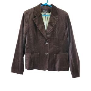 Rafaella Blazer Jacket Womens Size 14 Brown Stretch Faux Suede